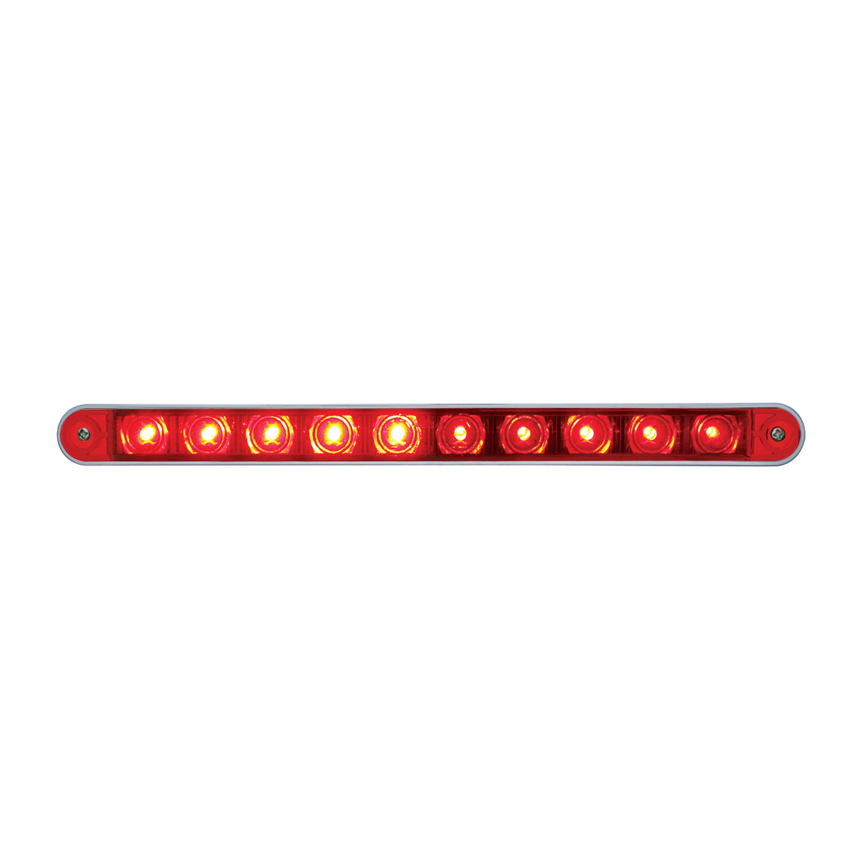 10 LED 9" Split Turn Function Light Bar With Bezel - Red LED/Red Lens