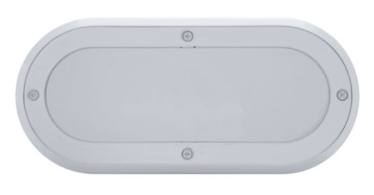 (2) Oval Chrome Bezels / Covers 6" Grommet Mounted LED Stop Turn Tail Lights