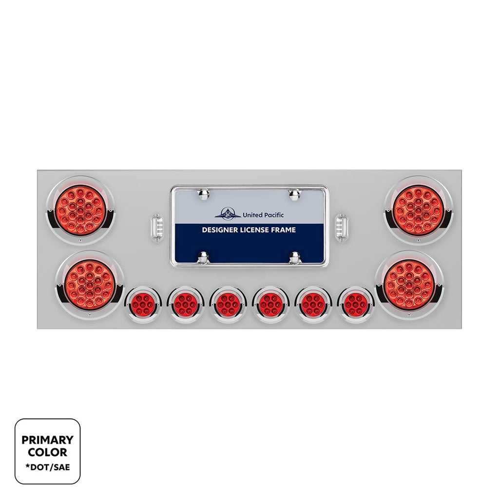 SS Rear Center Panel With 4X 19 LED 4" & 6X 7 LED 2" Dual Color Lights & Bezels