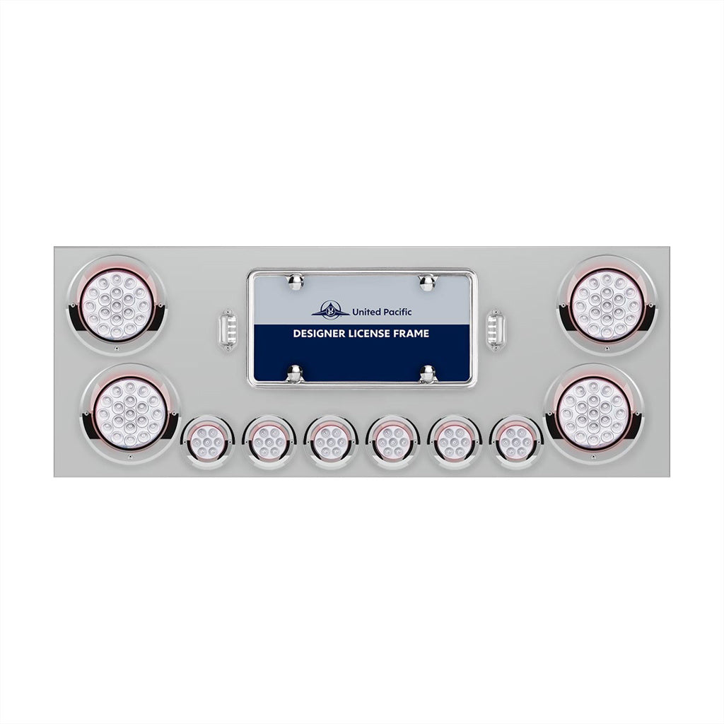 SS Rear Center Panel With 4X 19 LED 4" & 6X 7 LED 2" Dual Color Lights & Bezels