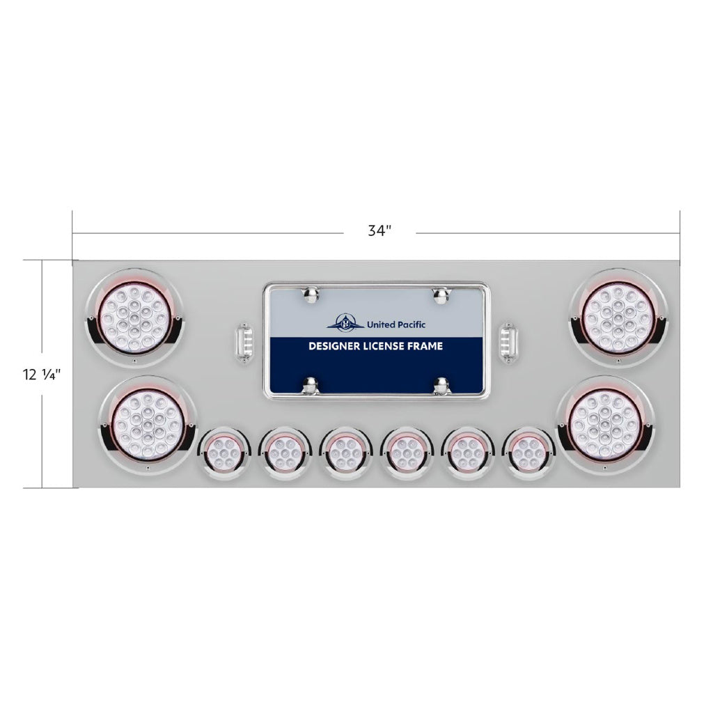 SS Rear Center Panel With 4X 19 LED 4" & 6X 7 LED 2" Dual Color Lights & Bezels