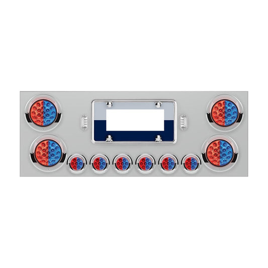 SS Rear Center Panel With 4X 19 LED 4" & 6X 7 LED 2" Dual Color Lights & Bezels