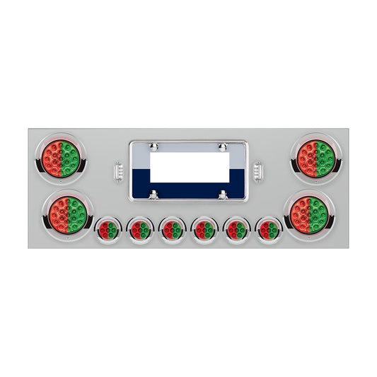 SS Rear Center Panel With 4X 19 LED 4" & 6X 7 LED 2" Dual Color Lights & Bezels