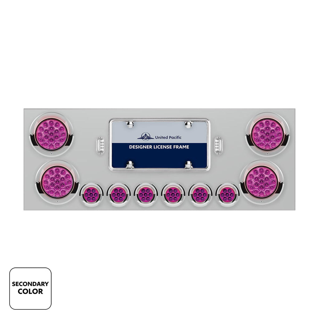 SS Rear Center Panel With 4X 19 LED 4" & 6X 7 LED 2" Dual Color Lights & Bezels