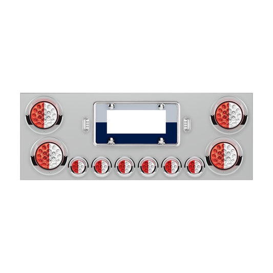 SS Rear Center Panel With 4X 19 LED 4" & 6X 7 LED 2" Dual Color Lights & Bezels