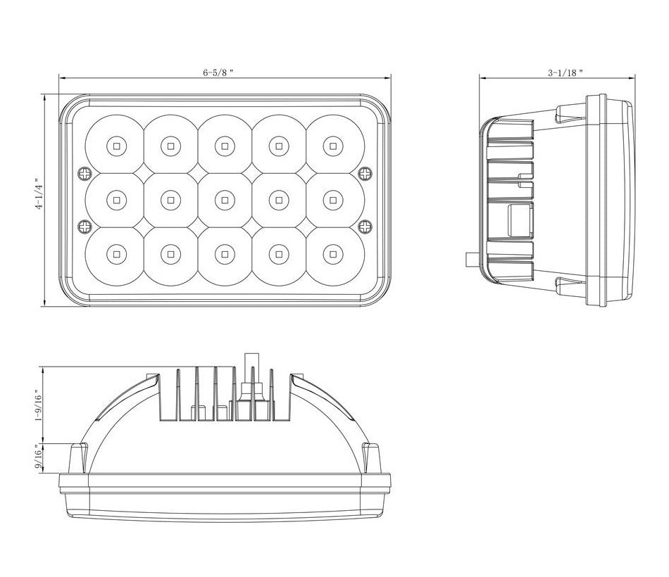 (2) ULTRALIT - 4" x 6" 15 High Power LED 6000K Rectangular Lights