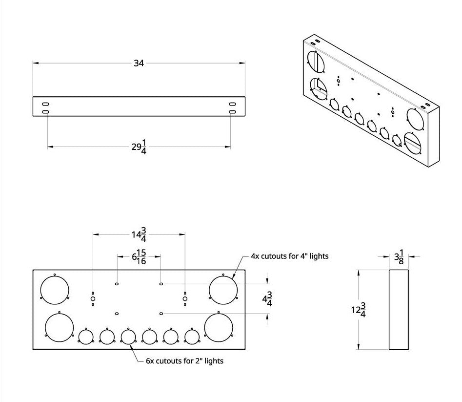 Stainless Rear Center Panel w/ Four 21 LED 4" "GLO" Lights Six 9 LED 2" Lights