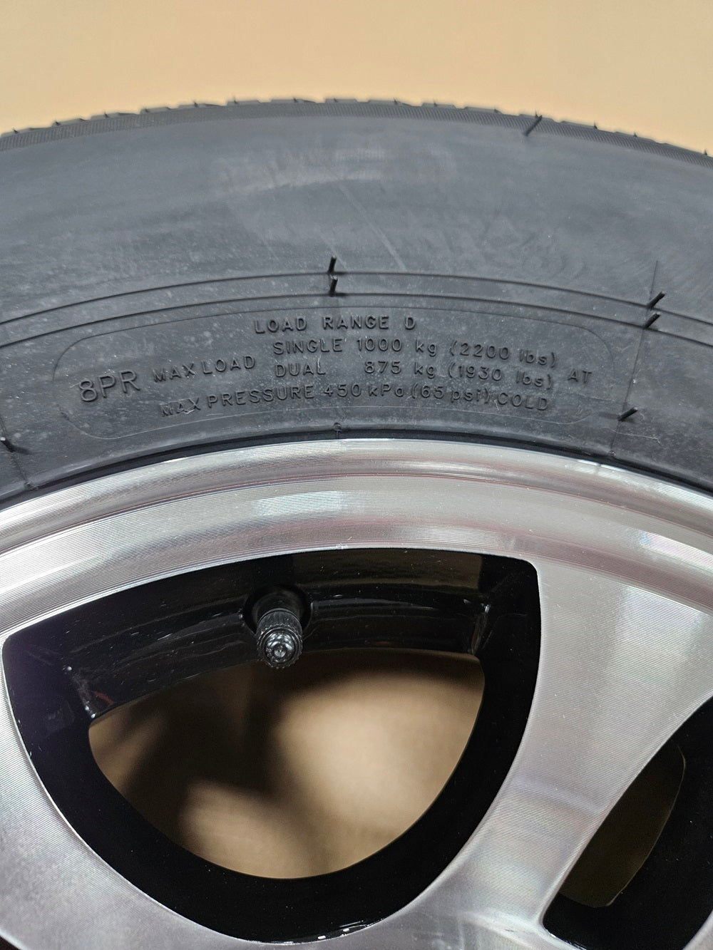 Trailer Camper 15" Black Aluminum Wheel Rim 15x6x4.5 ST205/75R15 Radial Tire D