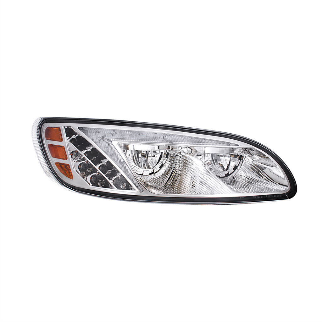 Chrome LED Headlights W/Color Changing Position Bar Peterbilt 386, 387 LH & RH