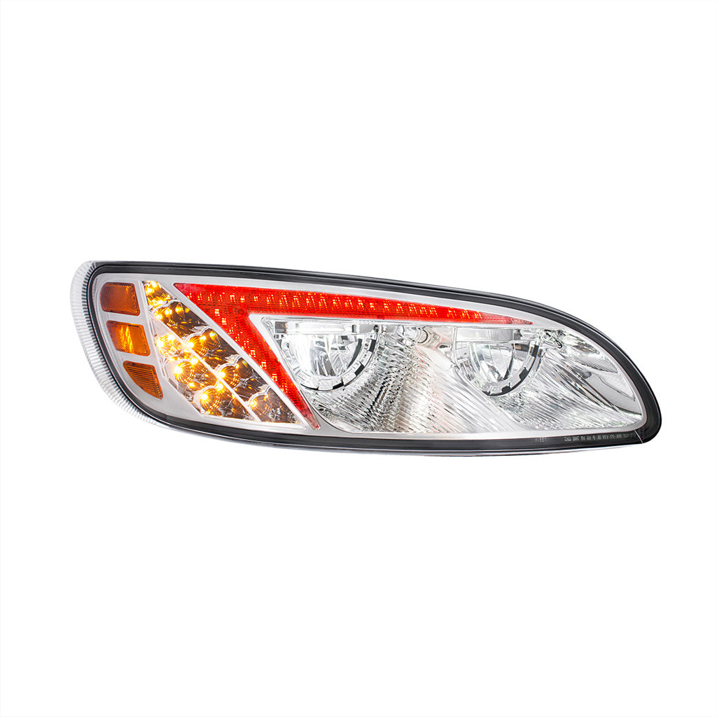 Chrome LED Headlights W/Color Changing Position Bar Peterbilt 386, 387 LH & RH