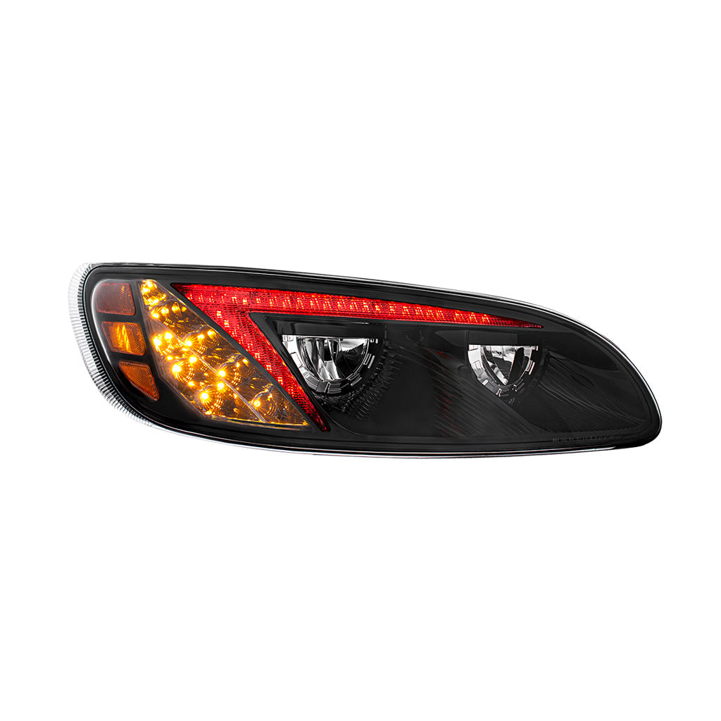 Black LED Headlights W/Color Changing Position Bar Peterbilt 386, 387 LH & RH