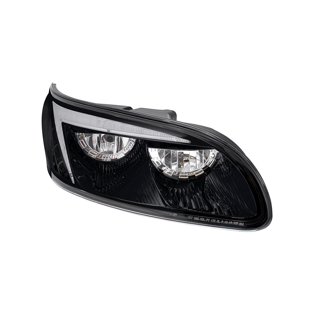 Black LED Headlights W/Color Changing Position Bar Peterbilt 386, 387 LH & RH