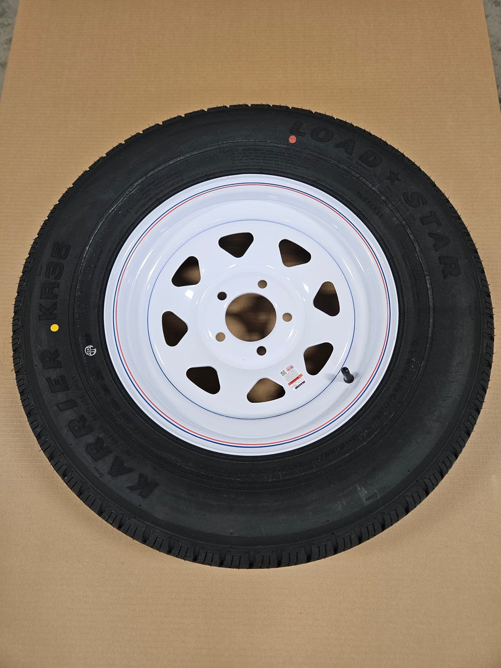 Trailer Camper 15" White 15x5x4.5 Dexstar Wheel Rim - ST205/75R15 Radial Load C Tire