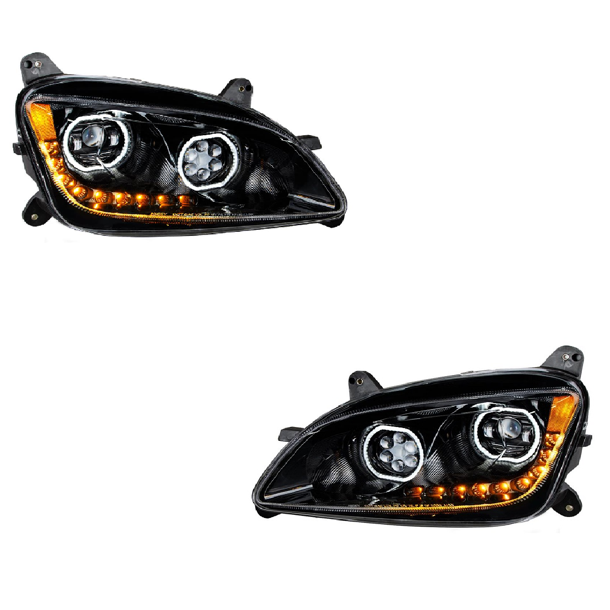 Pair Blackout 10 LED Headlight Peterbilt 587 2010-2016 & 579 2012-2021 RH & LH