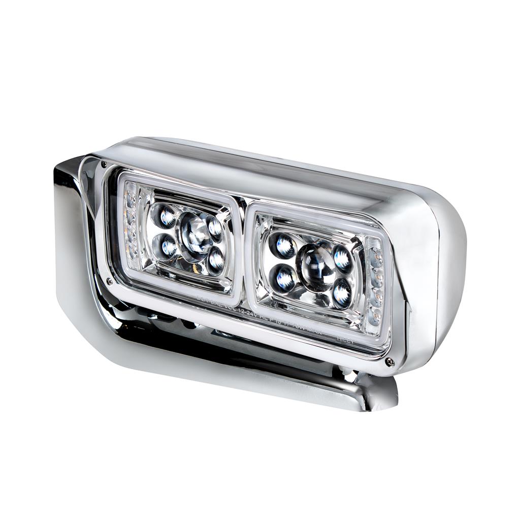 10 High Power LED Chrome 379 Pete Projection Headlight Assembly W/Mounting Arm