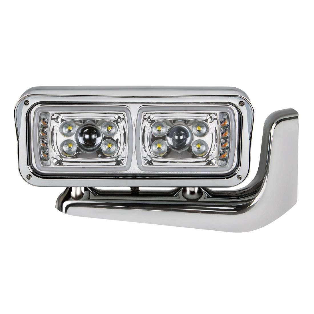10 High Power LED Chrome 379 Pete Projection Headlight Assembly W/Mounting Arm