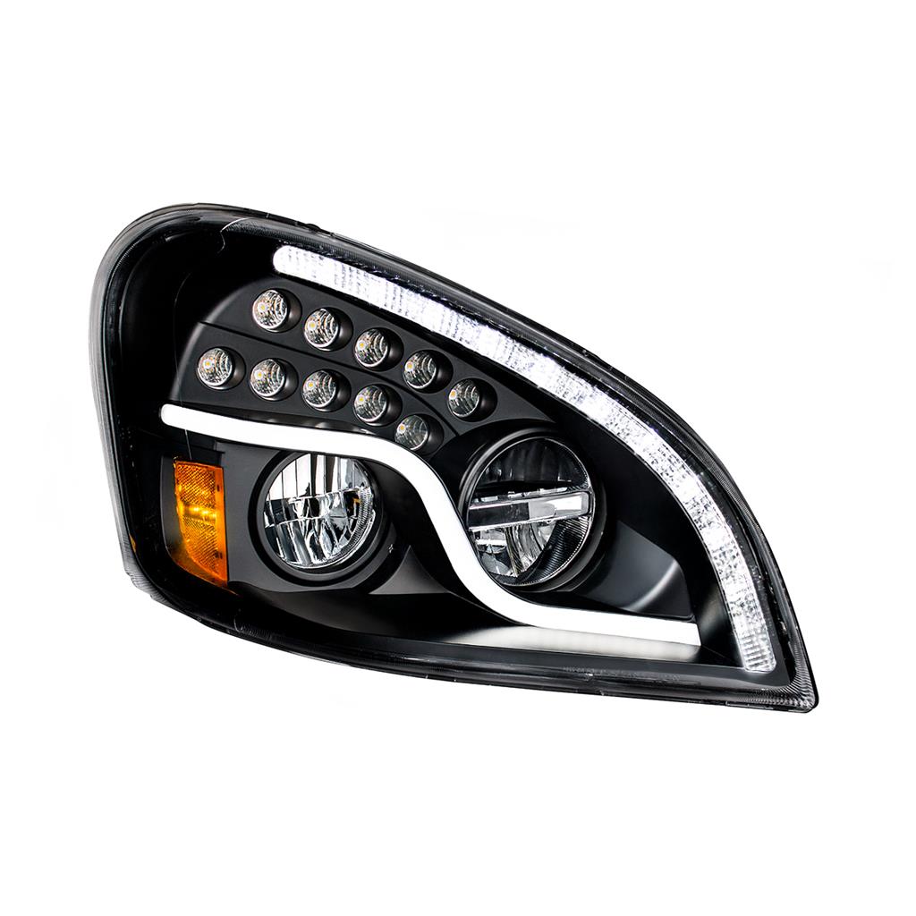 LED Blackout Headlight W/LED DRL LED Turn Signal For 08-2017 FL Cascadia RH & LH