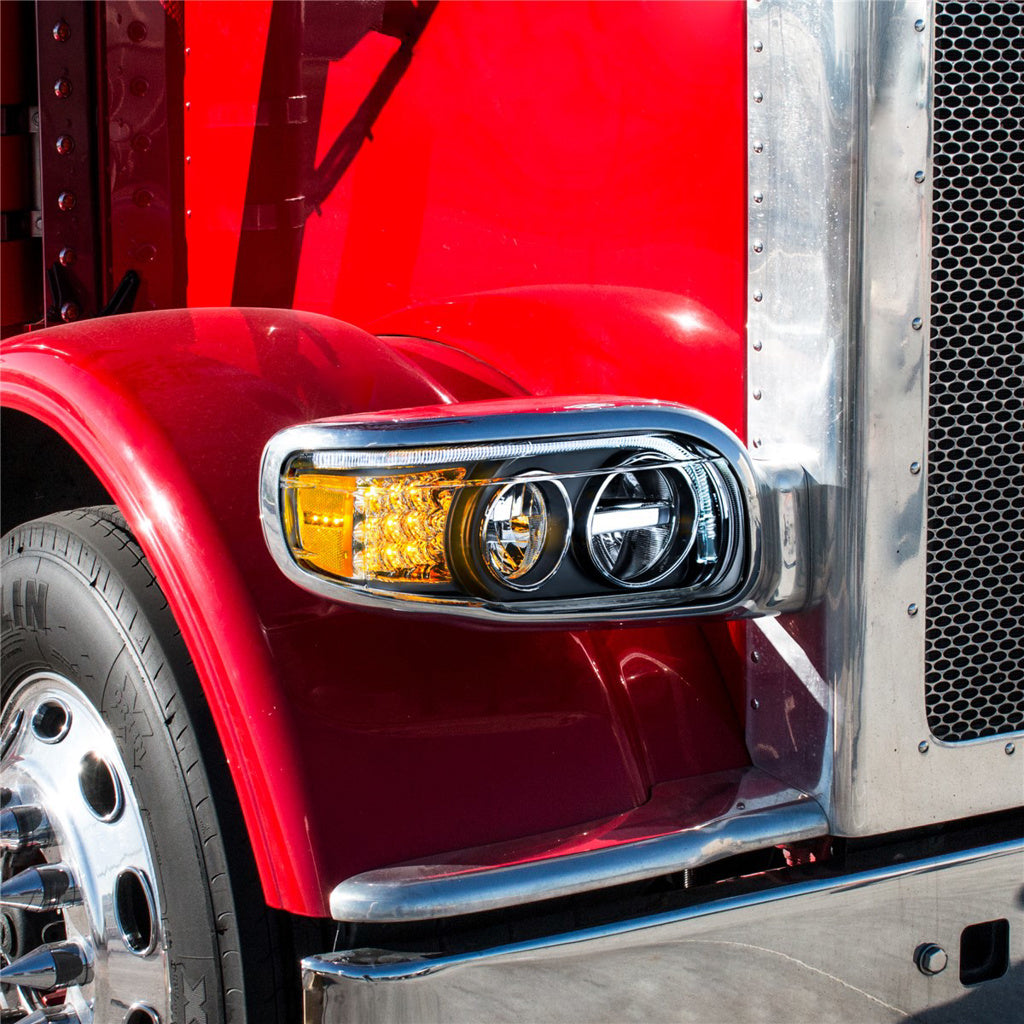 Blackout LED Headlights Peterbilt 388 (2008-15) 389 (2008-23) Driver & Passenger