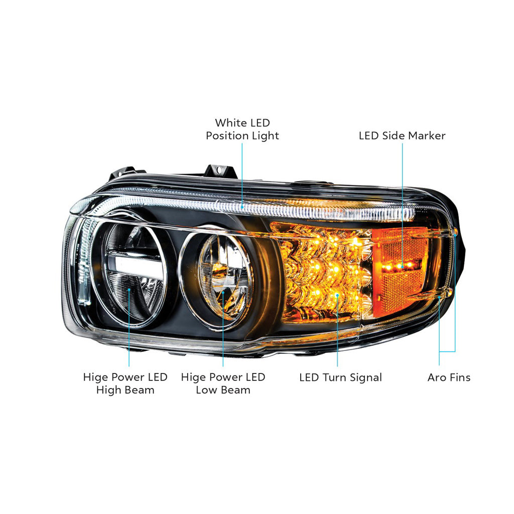 Blackout LED Headlights Peterbilt 388 (2008-15) 389 (2008-23) Driver & Passenger