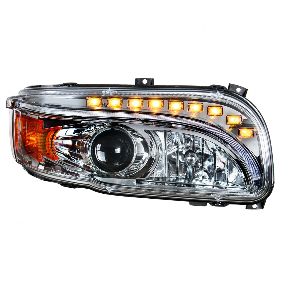 2008+ Peterbilt 388/389 Chrome Projection Headlight, LED Position & LED Turn
