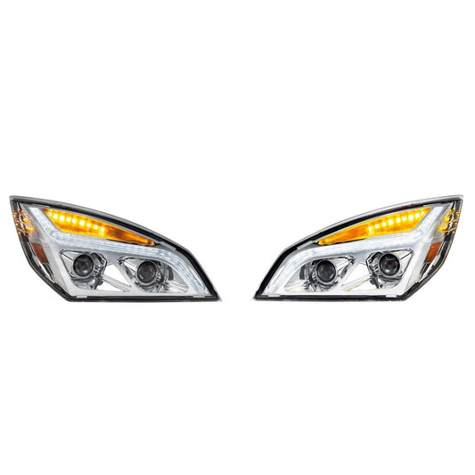Chrome LED Headlight W/LED Position Light 2018-21 Freightliner Cascadia LH RH