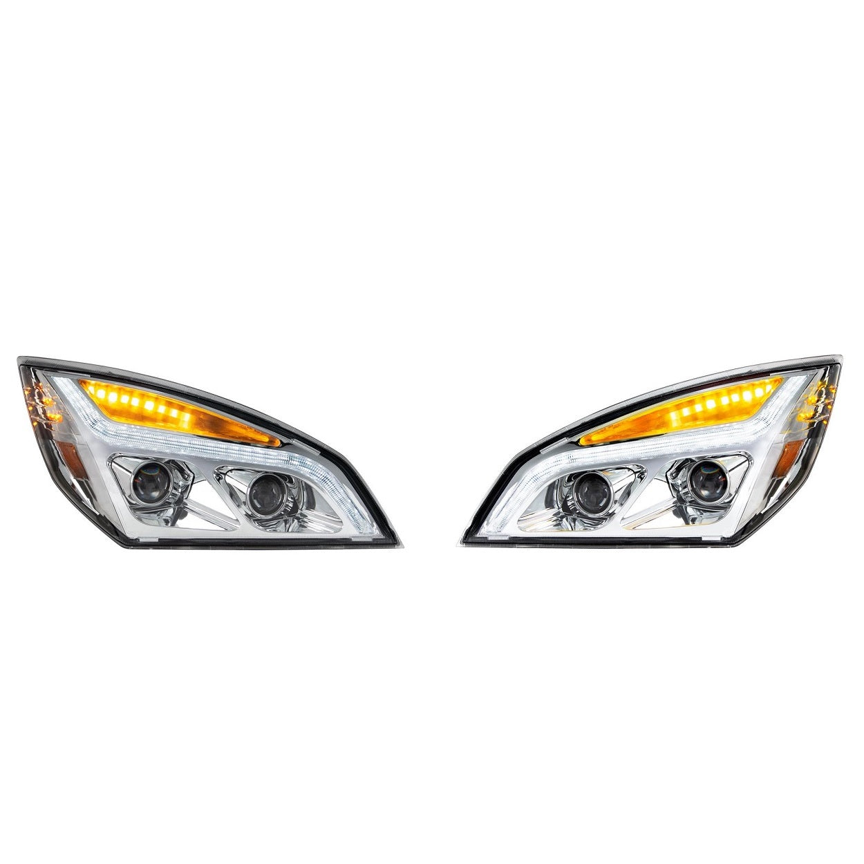 Chrome LED Headlight W/LED Position Light 2018-21 Freightliner Cascadia LH RH