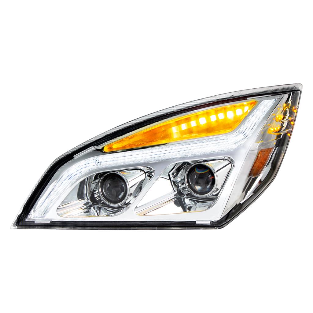 Chrome LED Headlight W/LED Position Light 2018-21 Freightliner Cascadia LH RH