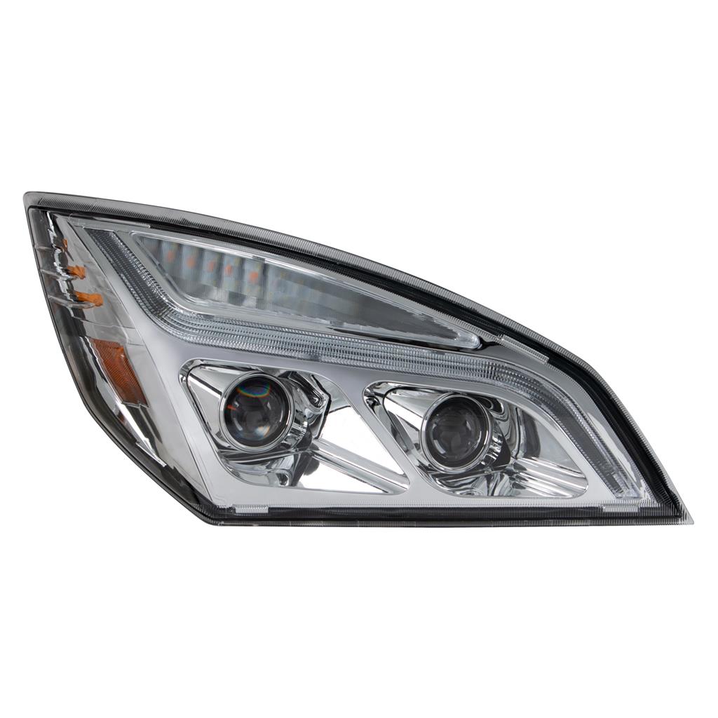 Chrome LED Headlight W/LED Position Light 2018-21 Freightliner Cascadia LH RH
