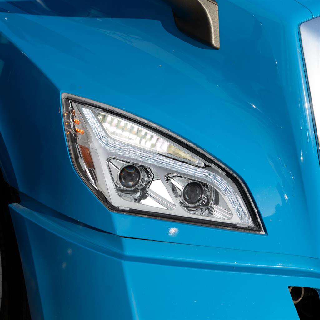 Chrome LED Headlight W/LED Position Light 2018-21 Freightliner Cascadia LH RH