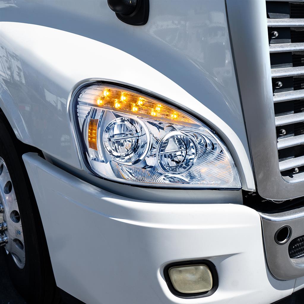 Chrome LED Headlight For 2008-2017 Freightliner Cascadia Driver & Passenger
