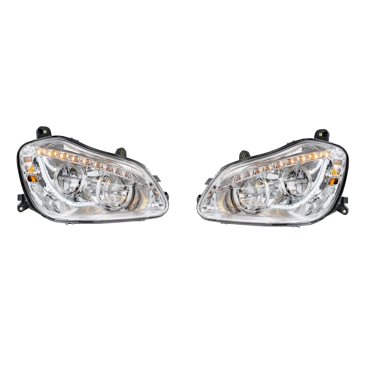 Chrome LED Headlights fits Fits Kenworth T680 2013-21 Driver & Passenger