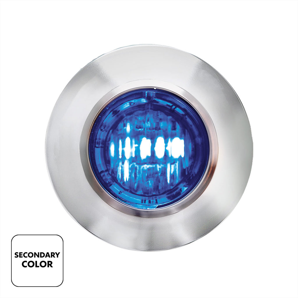 2 LED 3/4" Round Dual Color Red Marker to Blue Auxiliary Light