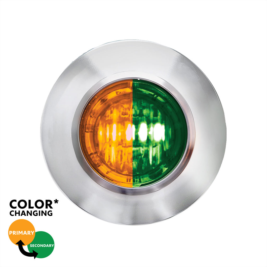 2 LED 3/4" Round Dual Color Amber Marker to Green Auxiliary Light