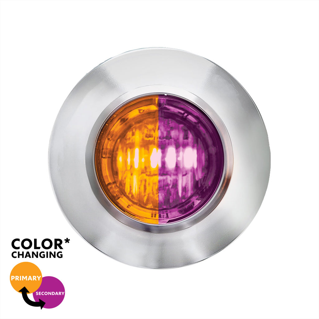 2 LED 3/4" Round Dual Color Amber Marker to Purple Auxiliary Light