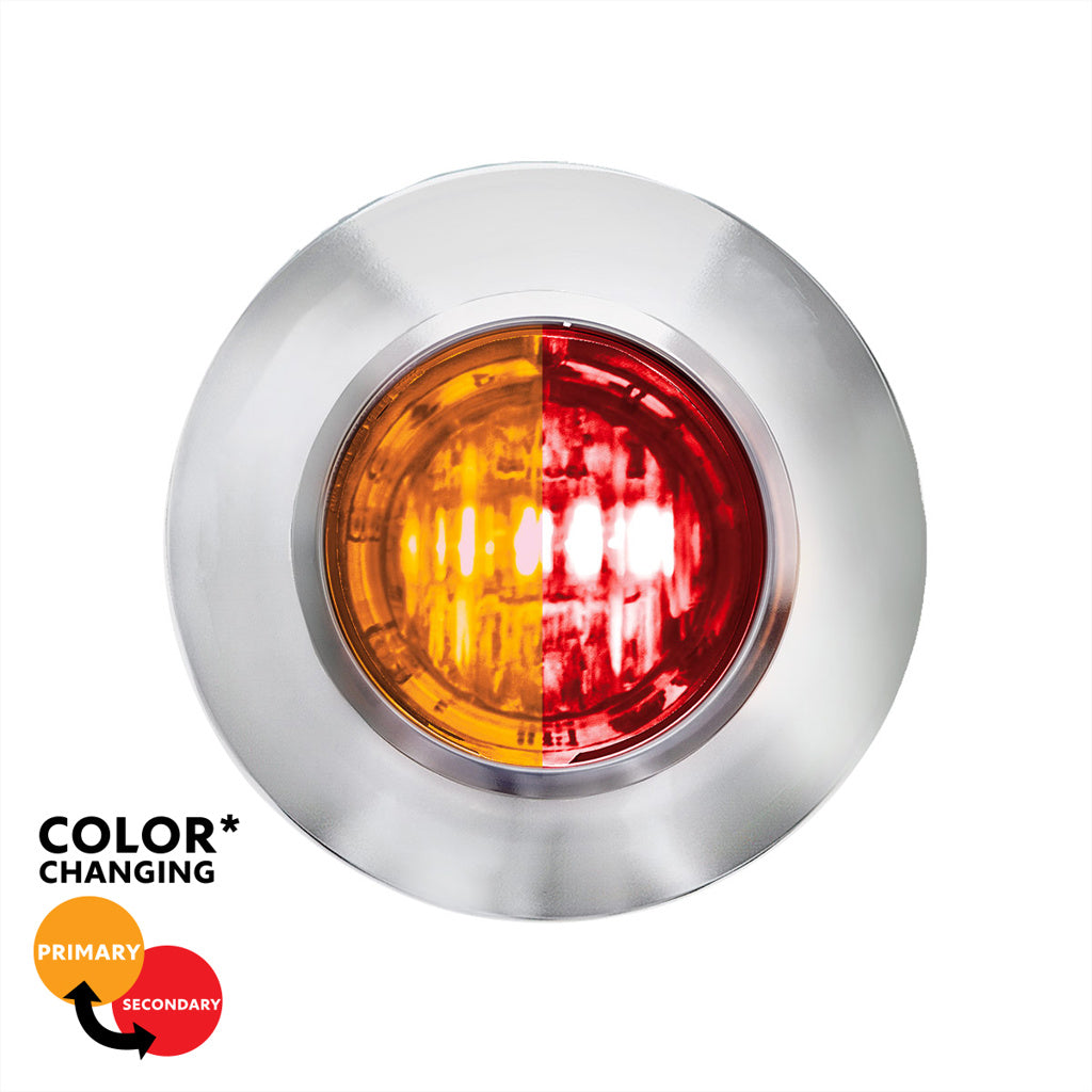 2 LED 3/4" Round Dual Color Amber Marker to Red Auxiliary Light