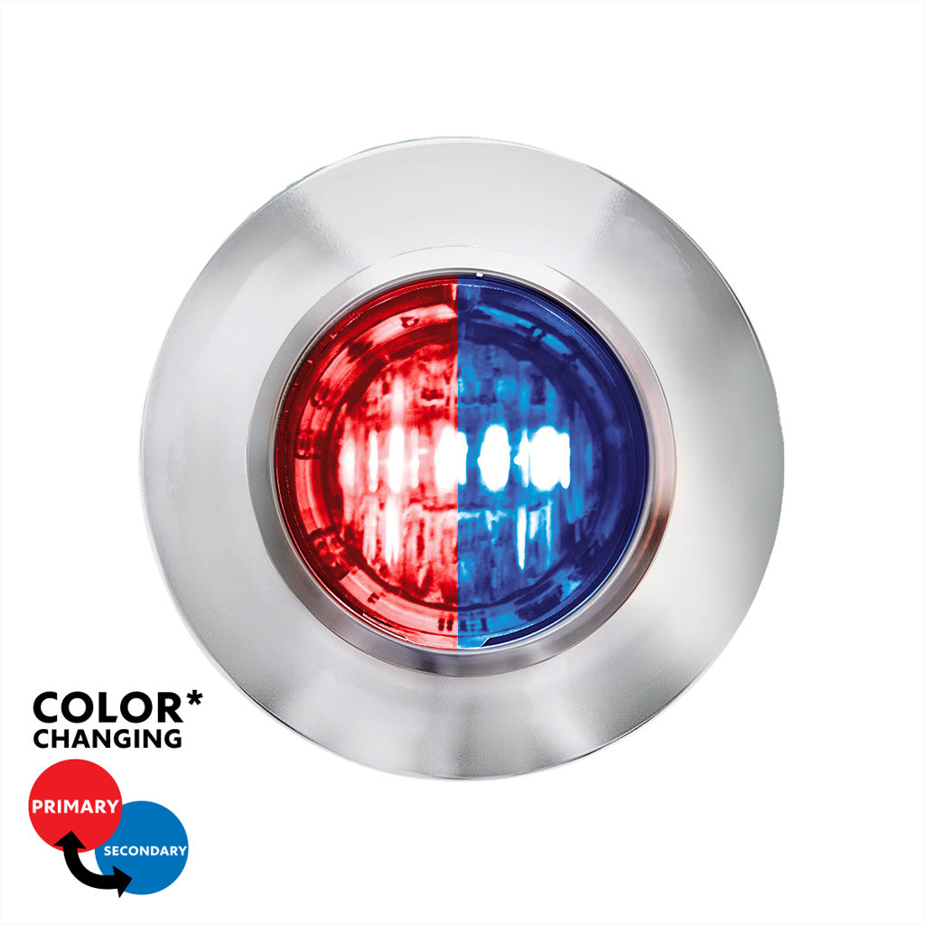 2 LED 3/4" Round Dual Color Red Marker to Blue Auxiliary Light