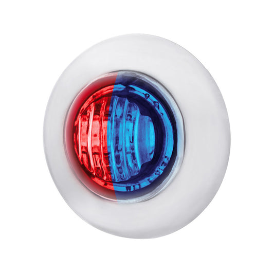 2 LED 3/4" Round Dual Color Red Marker to Blue Auxiliary Light