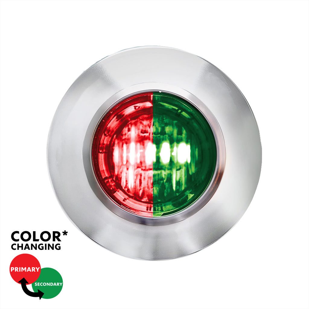 2 LED 3/4" Round Dual Color Red Marker to Green Auxiliary Light