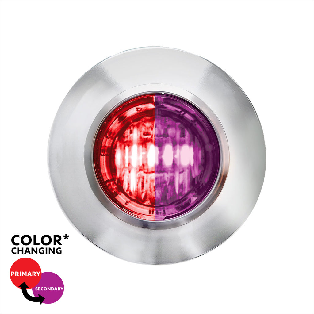 2 LED 3/4" Round Dual Color Red Marker to Purple Auxiliary Light