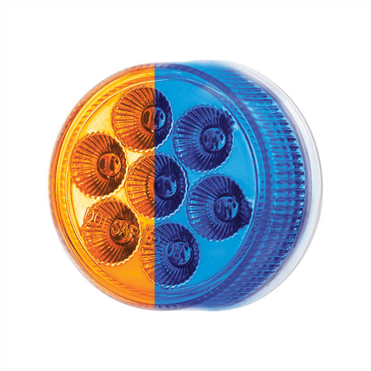 7 LED 2" Round Dual Color Amber Marker to Blue Auxiliary Light