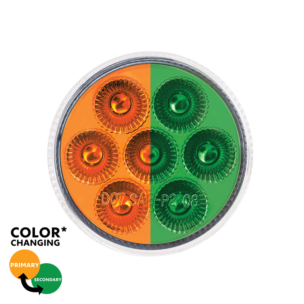 7 LED 2" Round Dual Color Amber Marker to Green Auxiliary Light