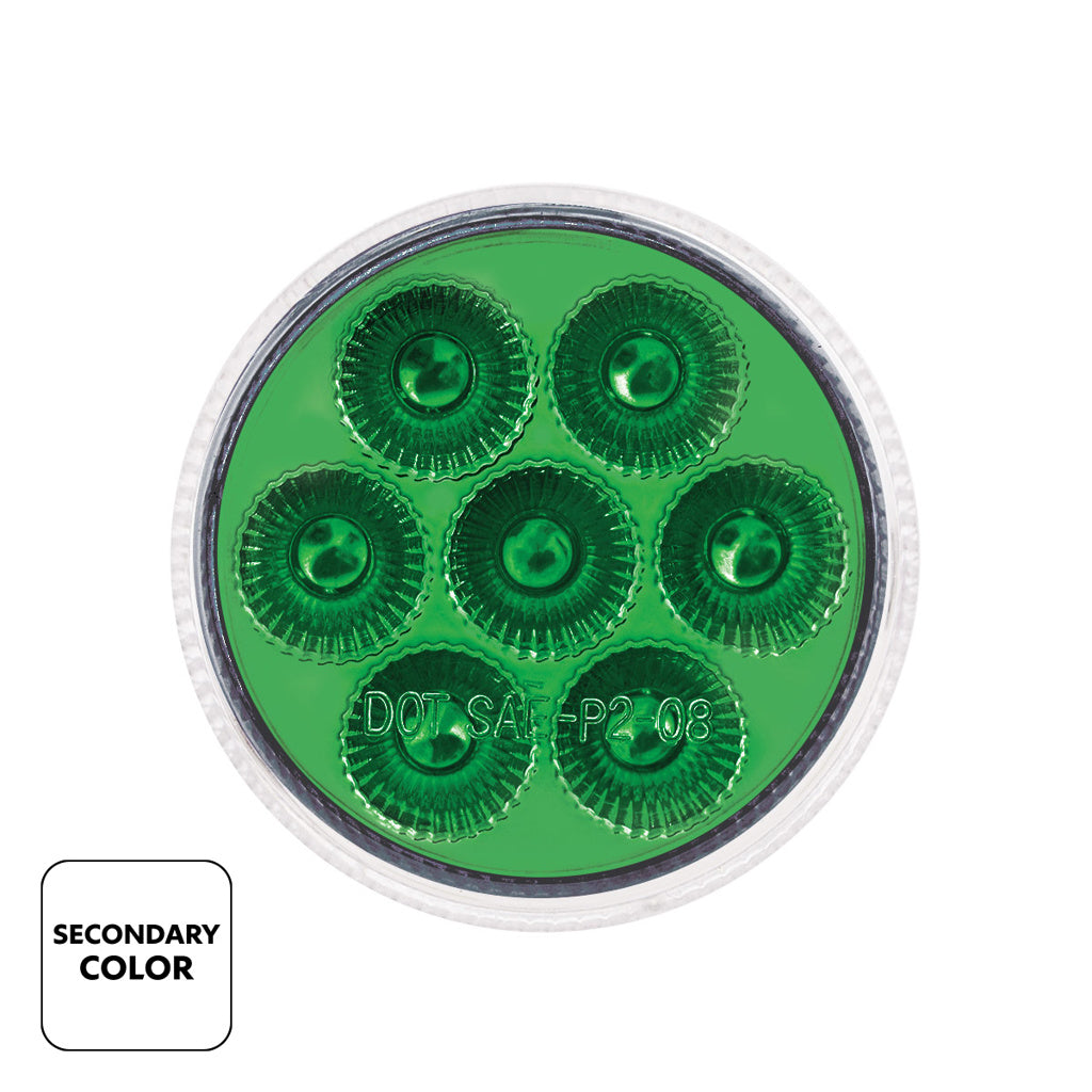 7 LED 2" Round Dual Color Amber Marker to Green Auxiliary Light