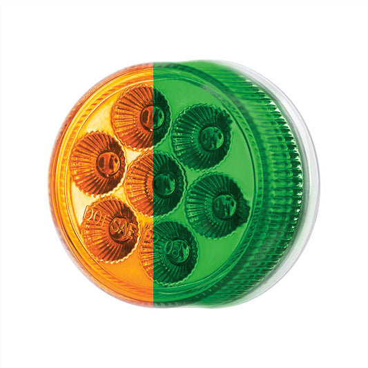 7 LED 2" Round Dual Color Amber Marker to Green Auxiliary Light