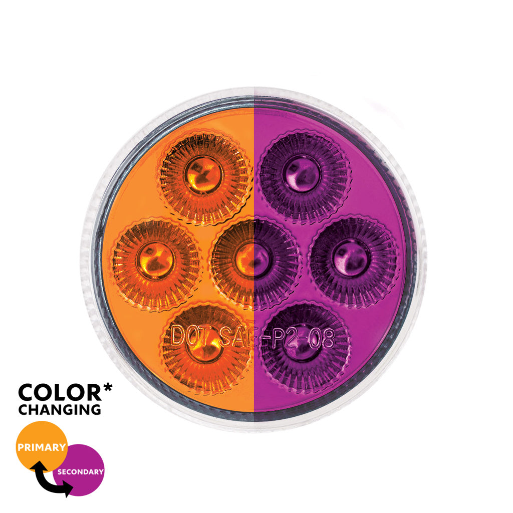 7 LED 2" Round Dual Color Amber Marker to Purple Auxiliary Light