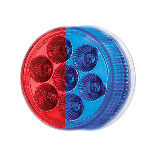 7 LED 2" Round Dual Color Red Marker to Blue Auxiliary Light