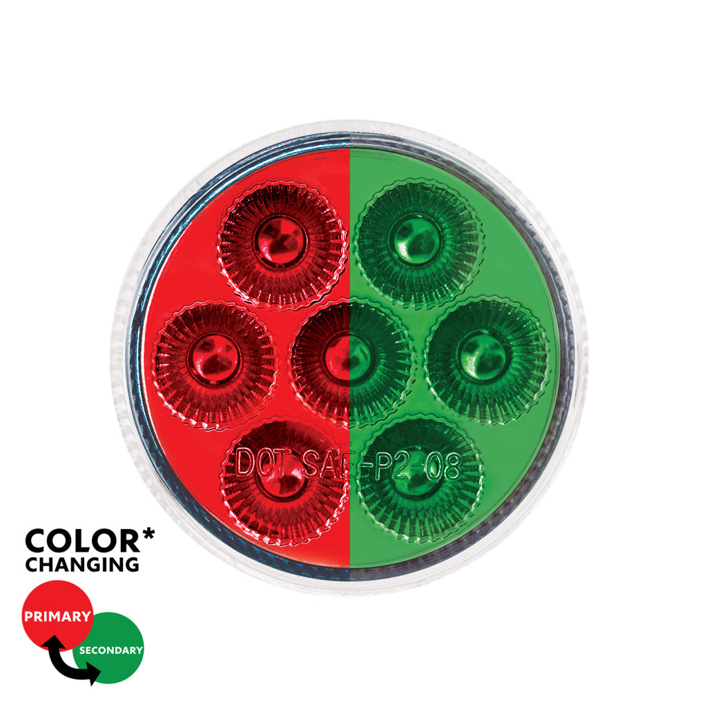 7 LED 2" Round Dual Color Red Marker to Green Auxiliary Light