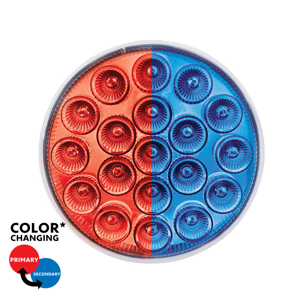 19 LED 4" Round Dual Color Red Stop Turn Taillight to Blue Auxiliary