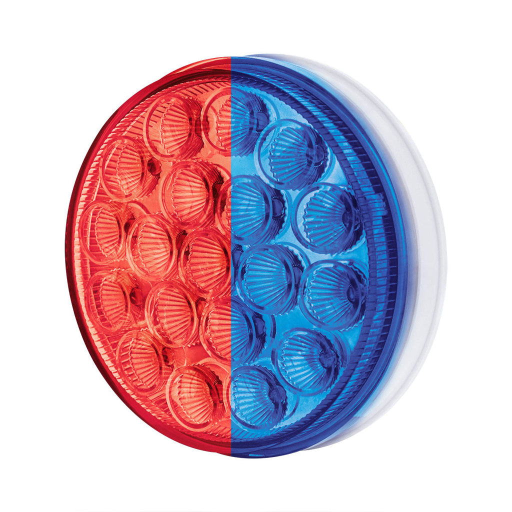 19 LED 4" Round Dual Color Red Stop Turn Taillight to Blue Auxiliary