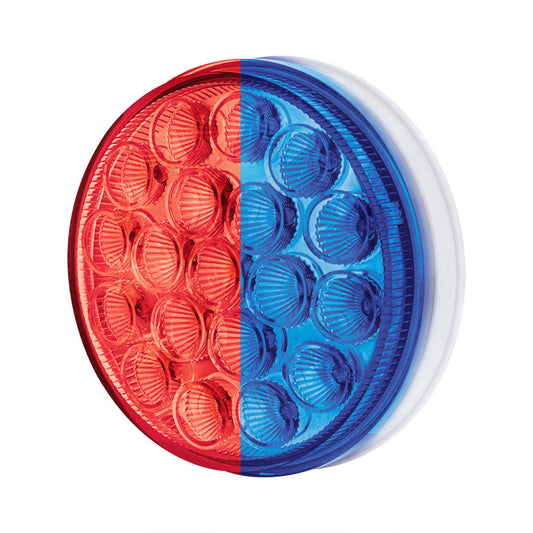19 LED 4" Round Dual Color Red Stop Turn Taillight to Blue Auxiliary