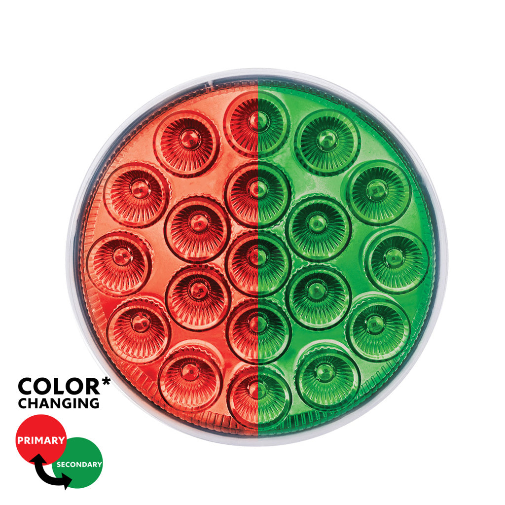 19 LED 4" Round Dual Color Red Stop Turn Taillight to Green Auxiliary